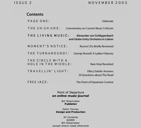 point of departure - contents