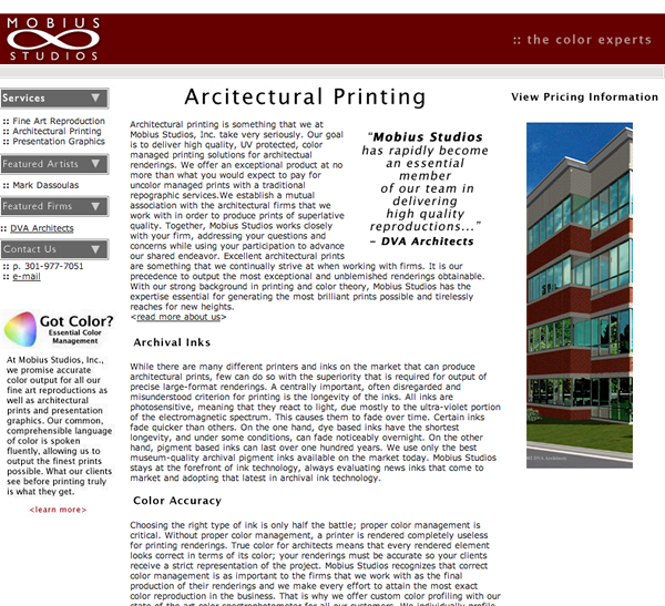 mobius studios - architectural printing